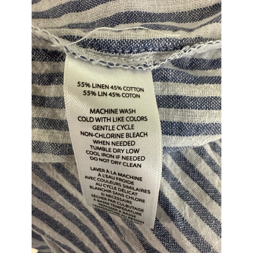 Beachlunchlounge Blue White Striped Tiered Mini Dress XL Coastal Linen Blend - Picture 5 of 5